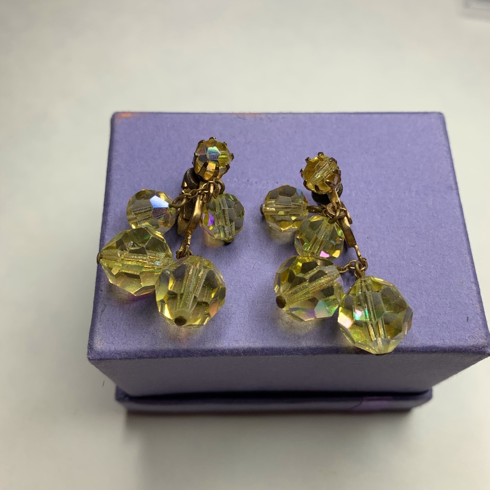 Beautiful vintage 1950’s  faceted Topaz earrings